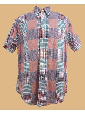 Brooks Brothers 346 Mens Patchwork Plaid Shirt Medium